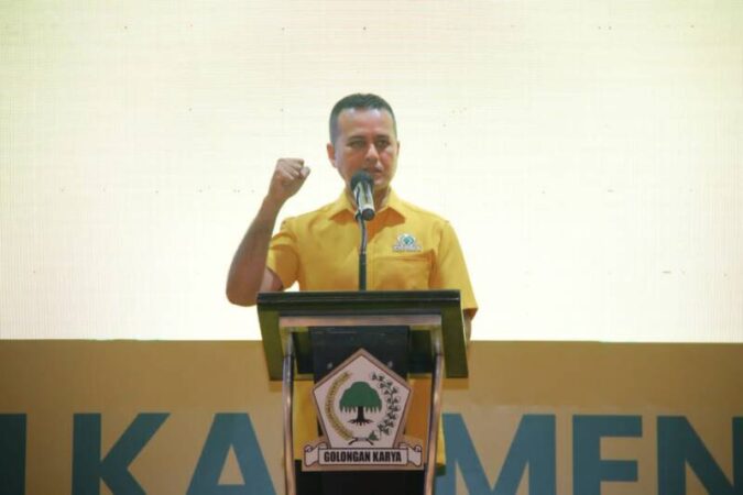 Musa Rajekshah pada acara Konsolidasi Partai Golkar Sumatera Regional 1 (Aceh, Sumut, Sumbar dan Kepulauan Riau) di JW Marriot Medan, Jumat (26/1/2024) malam.